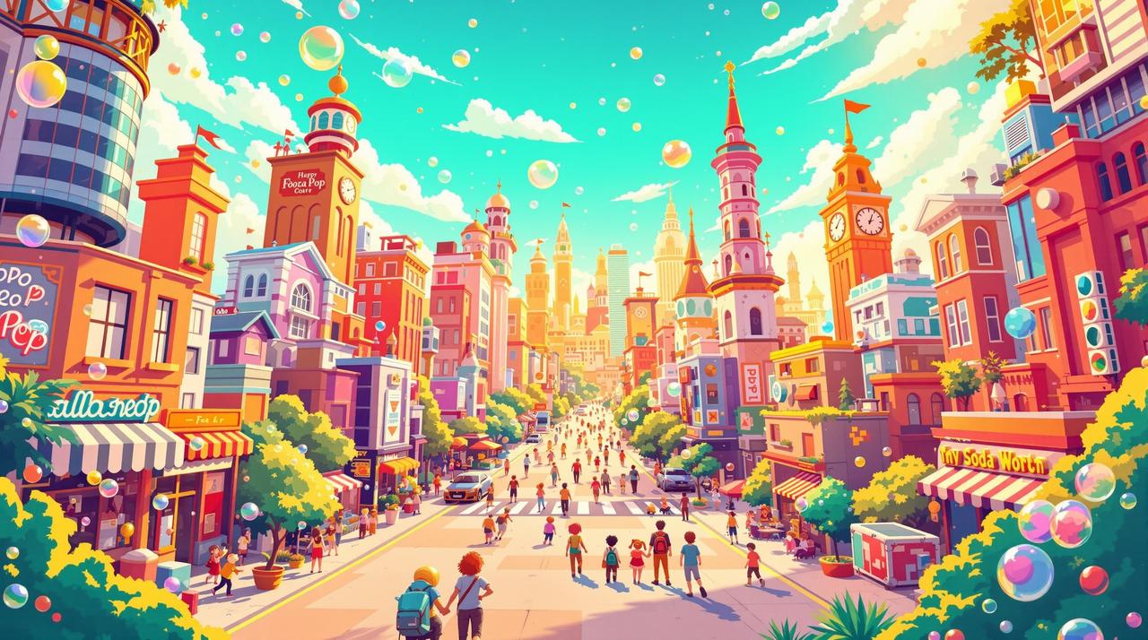 AI漫改短剧欢乐剧场背景 AI漫改短剧 - 冒着气泡的欢乐剧场,沙雕搞笑校园青春轻喜剧动漫短剧平台